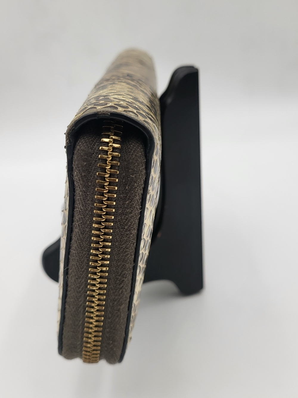 Gucci Gray Python Bamboo Zip Around Long Wallet, Authentic !! - Picture 5 of 15